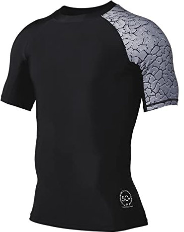 HUGE SPORTS Mens Rash Vest Short Sleeve Rash Guard Quick Drying Wetsuit Swimming Shirts for Surfing (Chapped,M)