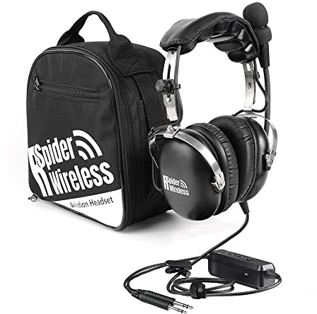 R SPIDER WIRELESS ANR - Cuffie per aviazione Bluetooth con riduzione attiva del rumore, doppia presa GA, comode guarnizioni per auricolari con borsa per cuffie