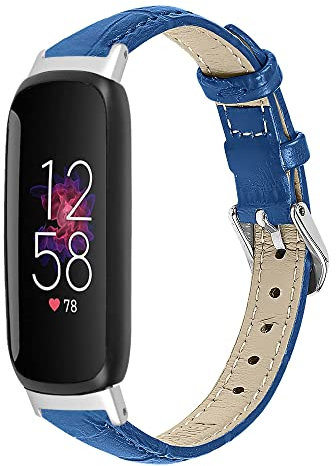 Kompatibel mit Fitbit Inspire 3 Armbänder, weiches Leder, verstellbar, klassisches Ersatzband, kompatibel mit Fitbit Inspire 3 Fitness-Tracker, Damen und Herren (blau)