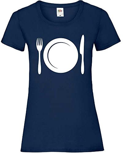 Assiette avec couverts pour femme, bleu marine, XS