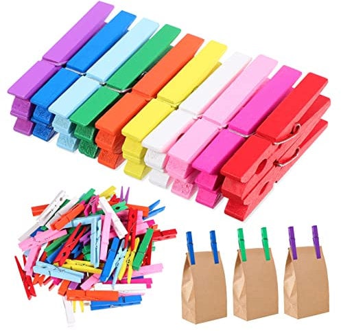 FONDOTIN 100 Pcs Wooden Clip Clothespins Decorative Clamps Snack Bag Clips Clothes Pin Queen Pin Paper Backdrop Clamp Clip Multi-purpose Clips Clothing Crafts Holder Photo Pin Scrapbook