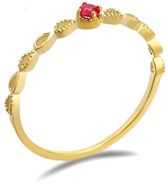 Bishilin Gold Ringe Frauen 750, Verlobungsringe Damen Tropfen mit Rubin Trauringe Hochzeit Ringe Nickelfrei Gr.51