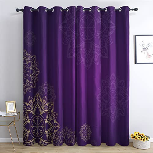THYUNQ Tende Viola - Tende Oscuranti per Interni 2 Pezzi, Tende Camera da Letto Soggiorno Finestre Casa, Tenda Stampate con Anelli, 140 x 280 cm - Larghezza x Altezza