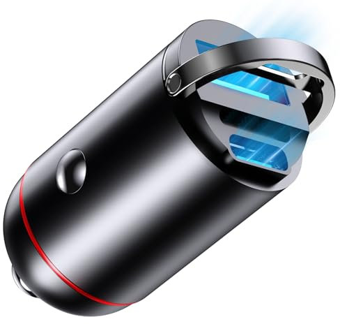 AXFEE 65W Zigarettenanzünder USB C & USB Auto Adapter, QC Super Mini Ganzmetall KFZ Ladegerät, USB-Steckdose Auto, USBC Schnellladung Kompatibel mit Phone 15/14/13/12 Pro Max, Google Pixel 7/6,Samsung