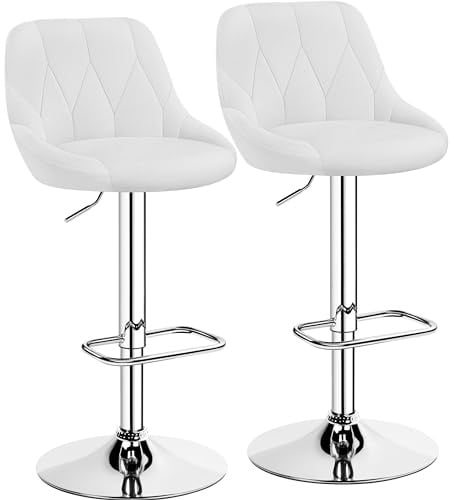 Yaheetech Set 2 Sgabelli da Bar Cucina Design Moderni Regolabile Bianco