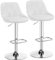 Yaheetech Set 2 Sgabelli Bar Alti Altezza Regolabile Cucina Design Moderni con Schienale Girevole Imbottiti in Finta Pelle Poggiapiedi Metallo Bianchi
