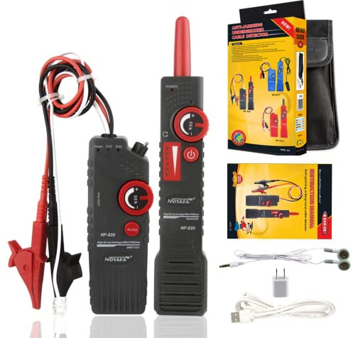 GuliTech Network Cable testers NF-826/NF-822/NF-820 High Voltage Wire Tracker Portable Telephone Cable Locator Underground Pipe Detector Professional Cable Finder(NF-820)