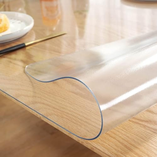 2mm rutschfeste Tischdecke, Haushalt Transparent Matt PVC Tischdecke Tischmatte Schreibtisch Tischfolie Schutzfolie Tischschutz Matte, Wasserdicht/Ölbeständig, Waschbare Tischdecke (60x100cm)