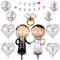 25 Stück Folienballon Hochzeitsdeko, Just Married Deko Banner Hochzeit Deko, Mr und Mrs Brautpaar Figuren Folienballon, Luftballons Hochzeit für Heiratsantrag Standesamt Verlobung Hochzeit