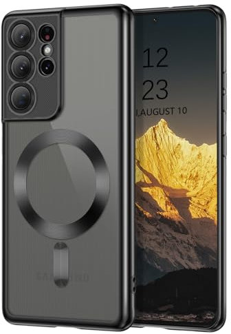 DUEDUE Cover per Samsung Galaxy S21 Ultra 6.8[Compatibile con MagSafe], Custodia per Samsung S21 Ultra Case Sottile TPU Silicone Anti-Scivolo, Ricarica Magnetica Wirelesse, Nero