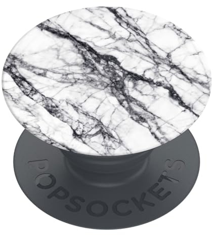 PopSockets | PopGrip | Ausziehbarer Halterung und Griff für Smartphones und Tablets Fingerhalter Basic White Stone Marble