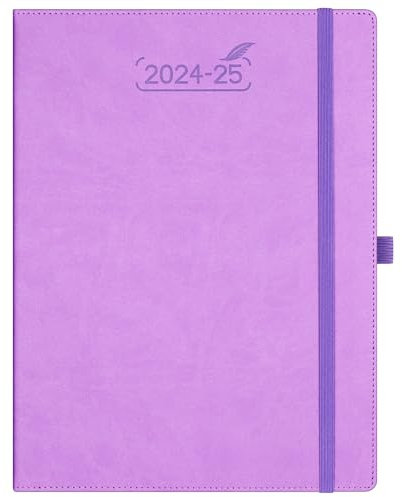 BEZEND 18-Monate Buchkalender 2024 2025 Terminplaner A4 PU-Leder Hardcover Kalender [Lavendel] Wochenkalender Juli 24-Dez 25 1 Woche 2 Seiten | Planer mit Stifthalter