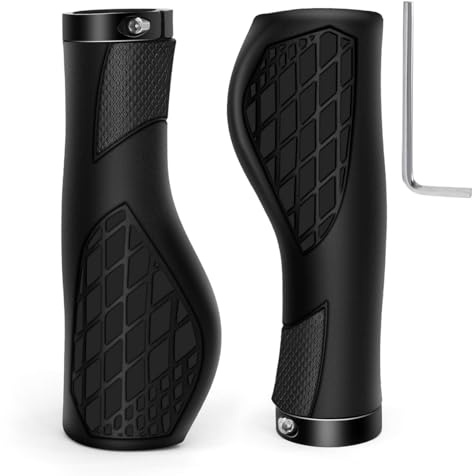 Fahrradgriffe Ergonomisch Lenkergriffe Fahrrad aus Rutschfester Gummi 22,2 mm Fahrrad Griffe Bike Lenker Griffe Fahrradlenker Griffe für MTB, E-Bike, Cityrad Rennrad und Faltrad (schwarz-1)