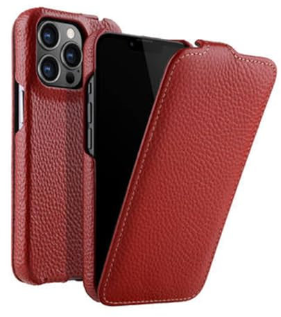 MVVKKY Leder-Handyhülle für iPhone 14 Pro Max 13 12 11 15 Plus 13Mini Ultra Flip Cover, rot, für iPhone 12mini