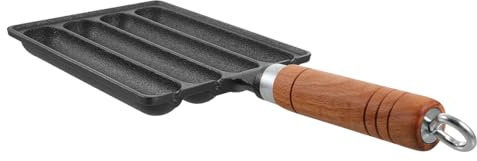 TOPBATHY Gusseiserner Wurstkocher mit 4 Schlitzen Antihaftbeschichtete Servierpfanne aus Eisen für Grill und Outdoor Aktivitäten für Picknick und Camping