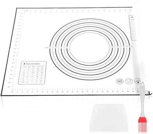 Miorkly Grand tapis de cuisson en silicone 90 x 60 cm - Antidérapant - Anti-adhésif - Avec mesure - Pour fondant, pâtisserie, pizza, sans BPA (noir + grattoir)
