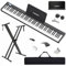 【Keyboard Piano Set mit Ständer】Longeye 88 Tasten E-Piano, Semi-Gewichtet, Kompakt und Tragbar, mit Tragetasche, Notenständer und Sustain-Pedal, Schwarz (Slim-88)