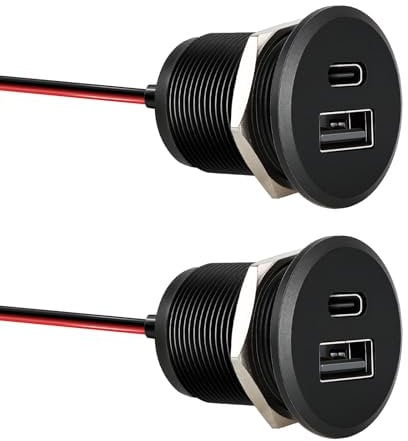 acegoo USB C Steckdose 12V Wohnmobil Ladegerät Vollaluminium, Typ C USB Anschluss PD3.0 QC3.0 KFZ Buchse Dose Einbau Adapter Zigarettenanzünder für Camper Auto Boot LKW Wohnwagen (kleines Panel*2)