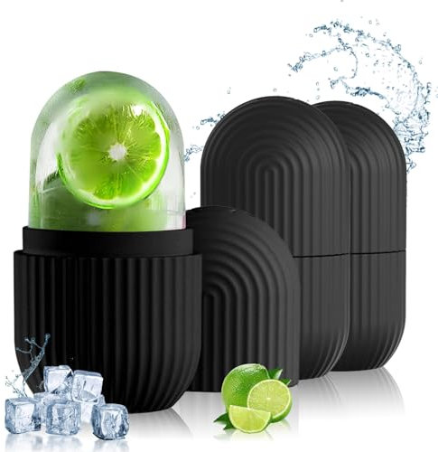 3 Pièces Ice Roller,Rouleau Massage Visagepour les Yeux Réutilisable,Beauté du Visage,Réduit les Gonflements,Améliore l'élasticité de la Peau, Redessine les Contours (Noir)