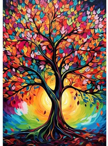 MEIYUDA 5D DIY Diamond Painting Kit Completo Albero della Vita, Diamant Painting Fai-da-te Diamond Albero Colorato, Pittura Diamante Strass Ricamo a Punto Croce Painting per Decorazioni Casa 30x40cm