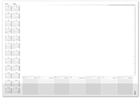 Schreibtischunterlage mit Kantenschutz und 2 Jahres-Kalender 2025-2026 I DIN A2 I 40 Blatt I aus Papier zum Abreißen I Kalendarium I Organizer I tr297