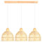 iDEGU 3 lampade a sospensione moderno lampadario da soffitto in legno e bambù design a spirale vintage E27 illuminazione a soffitto retrò lampadario a sospensione in rattan per sala da pranzo cucina