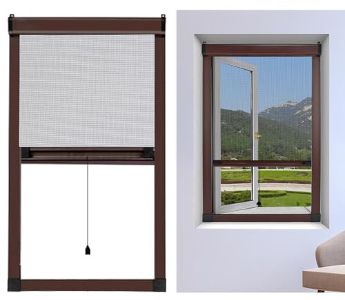 Zanzariera estensibile telaio alluminio Zanzariere regolabili per finestre di casa, zanzariere di ricambio ideali con telaio e maniglia in alluminio, zanzariera rimovibile durevole, installazione senz