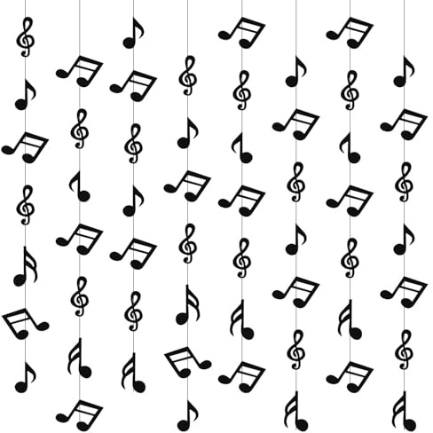 8-Teiliges Musiknoten-Banner, Party-Dekoration mit Vorgefertigten Saiten Musiknoten-Papierausschnitte für Geburtstags und Babypartys mit Musikthema der 50er und 80er-Jahre