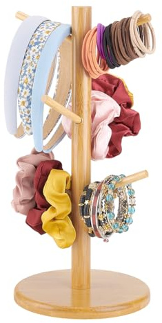 PH PandaHall Haargummi Halter Aus Holz 6 Zweig, Schmuckständer, 34.5x16cm | Haargummi Organizer, Tragbarer Uhrenhalter, Armband Und Schmuckständer, Für Schlafzimmer Und Küche