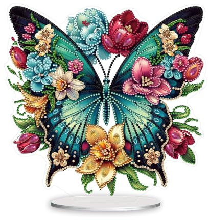 Diamond Painting Set Schmetterling Mädchen DIY Rose Schmetterling Desktop Deko 5D Diamant Painting Tisch Set Diamant Malerei Stehend Kunst Geschenke Diamond Painting zum Hinstellen