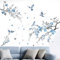 Kirschblüten Wandaufkleber Vogel Wandtattoo für Schlafzimmer: Abziehen und kleben Blume Blau Blumen Baum Zweig Wandabziehbilder - Wohnzimmer Büro Badezimmer