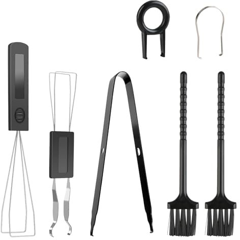 Hukneqn 7 Pcs keyboard Switch Puller Remover, Key Cap Puller, keyswitch Keycap Cleaning Kit with Brush and Precision Tweezers, Suitable for Mechanical Standard Keyboards