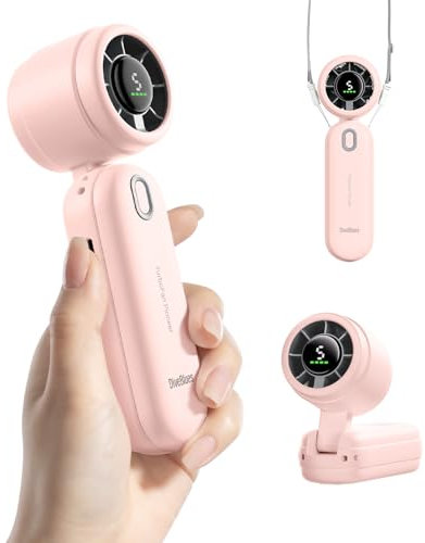 Diveblues iTurbo Ventilatore portatile - Mini pieghevole e ricaricabile, 5 velocità, display LED, flusso d'aria potente, ventilatore USB leggero per viaggi, spiaggia, lavoro e attività all'aperto