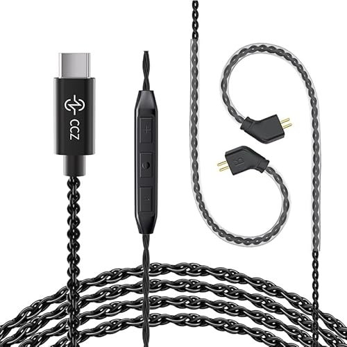 2PIN USB C IEM Cable,Upgraded in Ear Monitor Cable for KZ ZS10 PRO/ZST/ZST-XZS12 PRO X/ZS10 PRO 2/ZSN PRO X/ZSN PRO/EDX PRO/Castor,CCA CRA/C10 (Type c-with mic, TFZ)