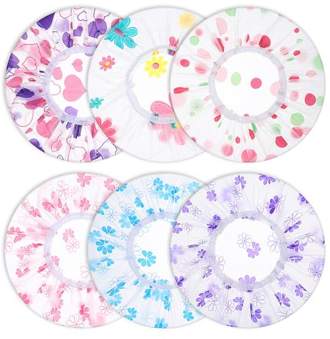 HJZHII Gorros de ducha impermeables para mujer, gorro de ducha reutilizable, banda elástica, gorro de baño floral, gorros faciales para baño, spa, salón, maquillaje, lavado, cuidado de la piel, cocina