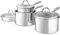 GF900270 Good Food in Partnership with Tower Tri-Ply 3 Piece Saucepan Set with 16cm, 18cm & 20cm Saucepans with Tempered Glass Lids, Induction Compatible, Stainless Steel