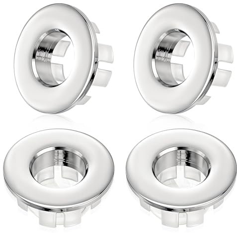 Thinp Lot de 4 couvercles de trop-plein pour lavabo, anneaux de trop-plein en métal, pour éviers de cuisine, bouchons de rechange pour trou d'évier de salle de bain, cuisine - Diamètre : 22 à 24 mm