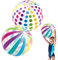 LUMOOM 2 palline gonfiabili da spiaggia gonfiabili, 40 cm, con valvola di sicurezza, palline colorate a righe, pallanuoto per bambini, per piscina, feste, giochi acquatici
