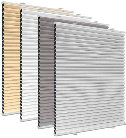 Wabenplissee Plissee ohne Bohren Verdunkelung Klemmfix Thermo Verdunklungsplissee Hellgrau B80 x H130 cm, Thermoplissee ohne Bohren für Fenster, Sonnen, Sicht & Schallschutz Wärmeisolierung