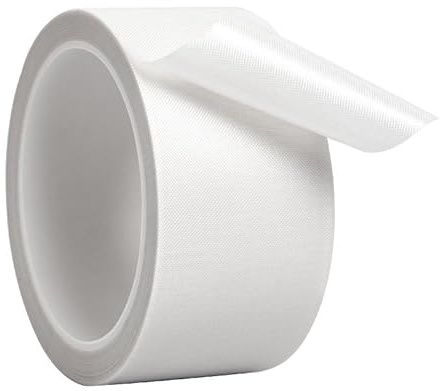 Misuyue 30mm Teflonband, Hitzebeständiges Klebeband, 0.18mm Dicke Weiß | PTFE Glasgewebeband für Vakuumiermaschine Impulsversiegeler, Hitzebeständiges bis 300℃, 10M Lange