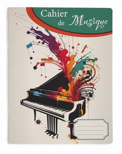 Générique Cahier de Musique – 50 Pages – Portées & Pages de Notes – Format 17x22 cm – Couverture Couleur Personnalisable – Idéal Élèves, Cours et Apprentissage (Piano 2)