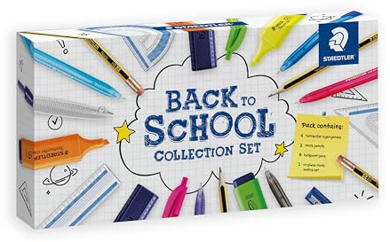 STAEDTLER School Stationery Favourites Set with Ballpoint Pens, Highlighters & Pencils, 61 SETC