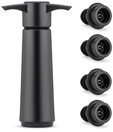 Pompe à Vide avec 4 Bouchon Bouteille Vin, Bouchon Vin Vide Air, Accessoire Vin Réutilisable, Pompe Vin pour Garder Vin Frais (B)