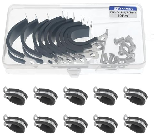 JTAREA 28MM Fascette Fermacavo in Gomma P Fermacavi Fascette Stringitubo 1-1/10 P Clips Morsetto per Cavi in Gomma Morsetti per Cavi in Acciaio Inossidabile con Viti