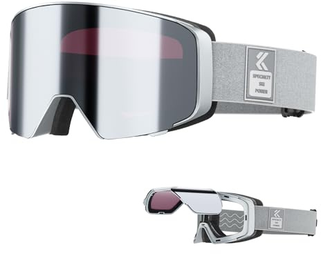 KAPVOE Masque de Ski Lentille Magnétique à Basculement Anti-Buée UV400 Idéales pour Ski Snowboard Patinage sur Glace Lunette de Ski pour Hommes Femmes Adolescents Casque Compatible