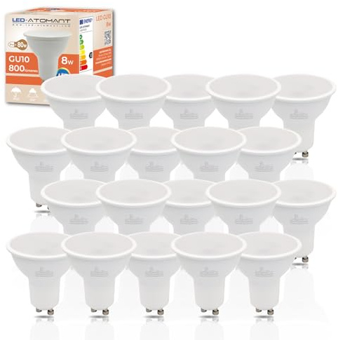 LED ATOMANT 20x Bombilla LED GU10 8W Color Luz Fria 800lm | Color Blanco Frio 6500K