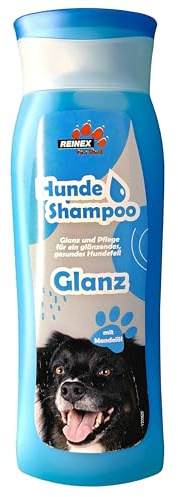 Hunde Shampoo Glanz mit Mandelöl, reinigt gründlich ohne auszutrocknen, sorgt für glänzendes, geschmeidiges Fell (1 Flasche - 300 ml)
