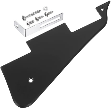 QUARKZMAN 1 Ply LP Guitar Pickguard Con Staffa Cromata Argento Nero Opaco | 2-Hole Electric Guitar Pickguard Scratch Plate, Per Les Standard Series