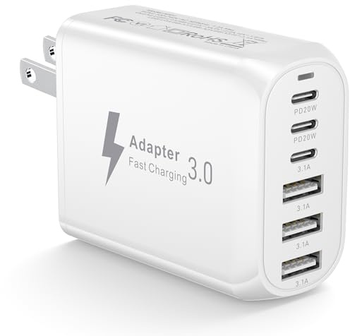 Bamkey Cargador Viaje USA, Adaptador Enchufe USA, 60W Adaptador Canadá con 3 Puertos USB-C Carga Rápida & 3 USB-A para EE.UU./Canadá/México/Japón, Clavija Americana Tipo A/B, Enchufe Viaje USA