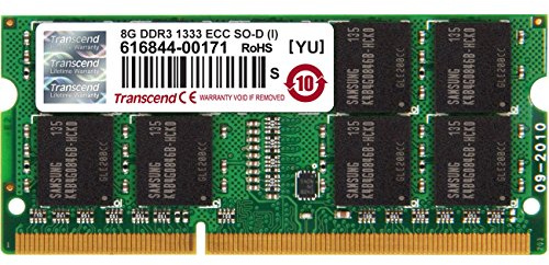 Transcend Ts1gsk72 V3h-I-Memoria RAM, 8 GB, 204 pin-SO-DIMM SDRAM SODIMM DDR3, 1333 MHz, ECC)